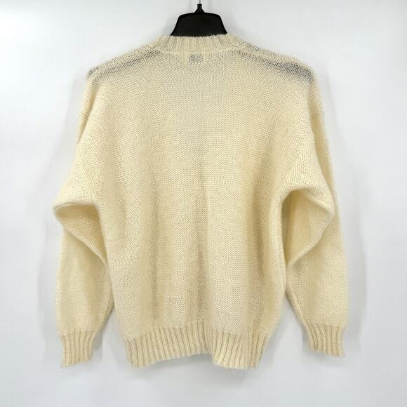 Sportables VTG Mohair Cream Chunky Cable Knit Cardigan Sweater Womens Large - Picture 2 of 8
